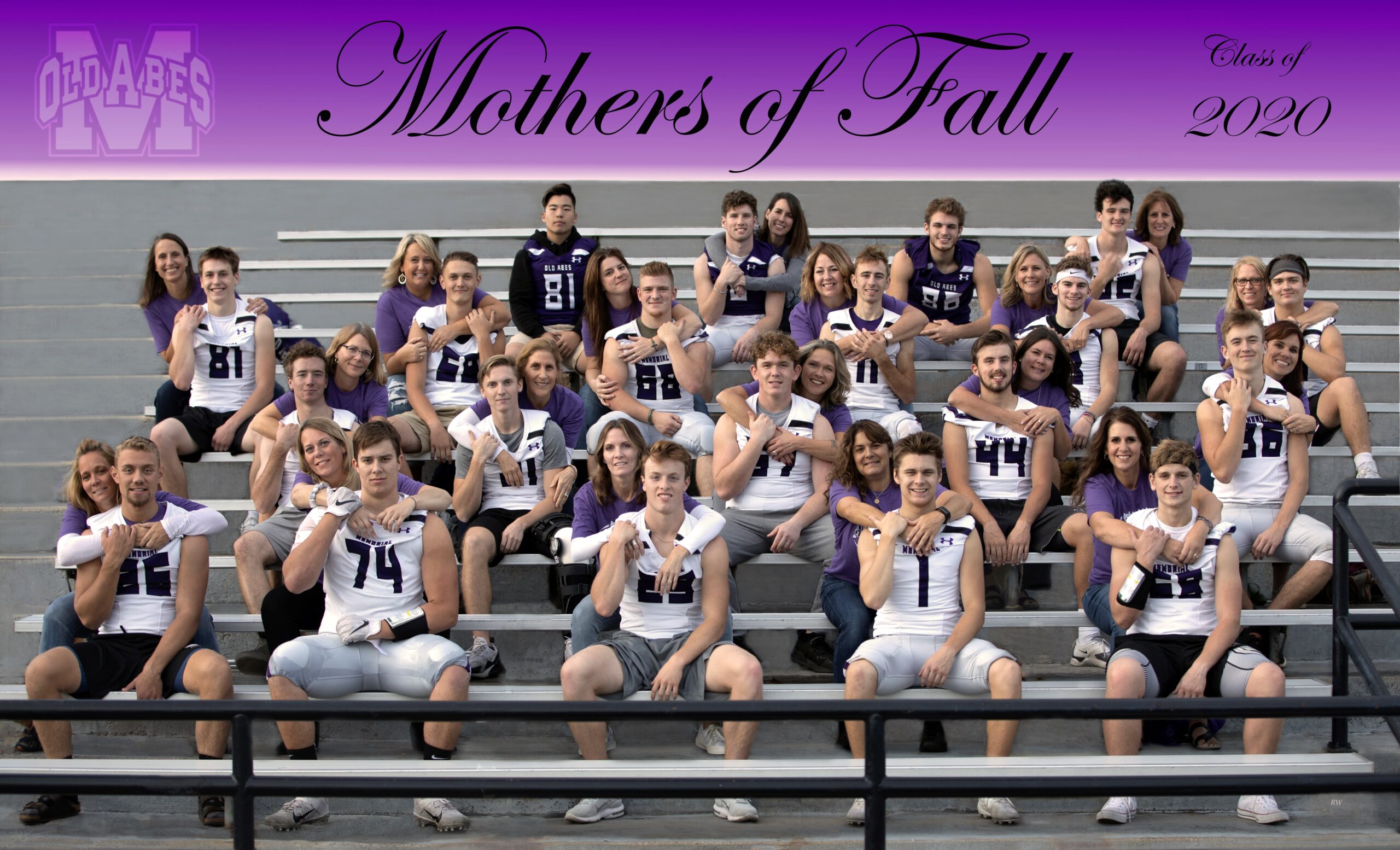 Senior football players and their moms